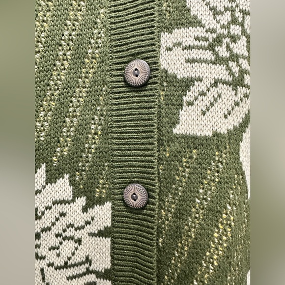 Coldwater Creek Olive Sunflower Cardigan- Size Medium - Picture 5 of 5